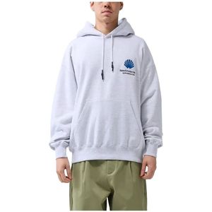 New Amsterdam Surf Association, Sweatshirts & Hoodies, Heren, Grijs, L, Katoen, Logo Hoodie Grijs Melange Stijlvol Comfortabel