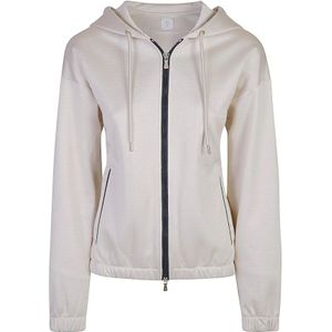Eleventy, Sweatshirts & Hoodies, Dames, Beige, L, Katoen, Hoodie met rits en Lurex