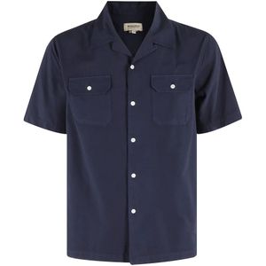 Woolrich, Overhemden, Heren, Blauw, M, Katoen, Blauwe Campshirt met Klassieke Kraag