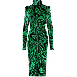 Philosophy di Lorenzo Serafini, Kleedjes, Dames, Groen, S, Zachte Gedrapeerde Jurk met Hoge Hals