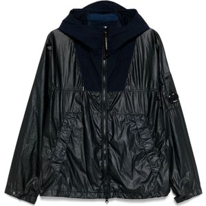 C.p. Company, Jassen, Heren, Blauw, S, Blauwe Jassen met Verstelbare Capuchon