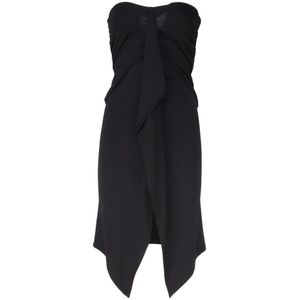 Pinko, Kleedjes, Dames, Zwart, M, Asymmetrische Zwarte Rok met Voorflounce