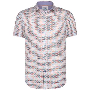 A fish named Fred, Overhemden, Heren, Veelkleurig, M, Katoen, Casual overhemd korte mouw