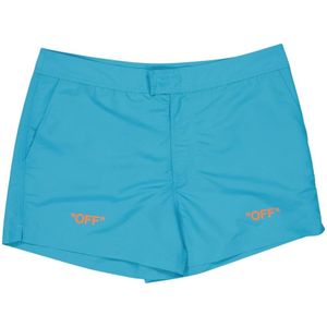 Off White, Badkleding, Heren, Blauw, M, Polyester, Bedrukte Zwemshorts