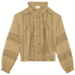 Isabel Marant Étoile, Blouses & Shirts, Dames, Groen, S, Katoen, Groene Valda Blouse met Ruches