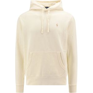 Polo Ralph Lauren, Sweatshirts & Hoodies, Heren, Wit, 2Xl, Katoen, Katoenen Hoodie met Logo Borduursel
