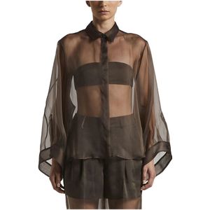 Peserico, Blouses & Shirts, Dames, Bruin, XS, Organza, Blouses & Shirts