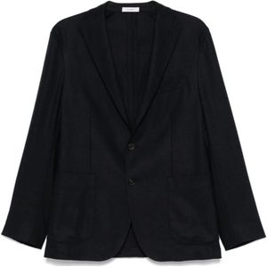 Boglioli, Jassen, Heren, Blauw, 4Xl, Wol, Blauwe Jas van Wolmix