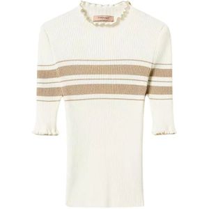 Twinset, Truien, Dames, Wit, S, Geribbelde trui