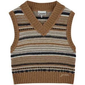 Ganni, Truien, Dames, Veelkleurig, L, V-hals Truien