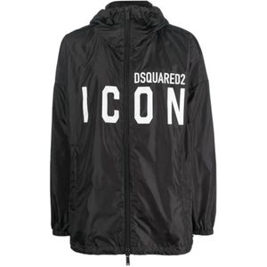 Dsquared2, Jassen, Heren, Zwart, XL, Nylon, Nylon Icon Jassen