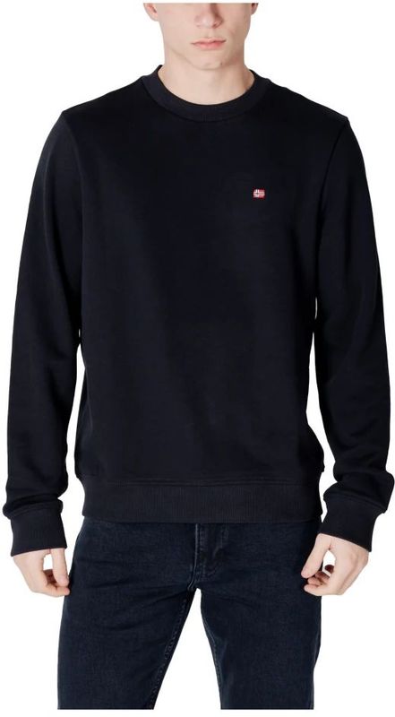 Napapijri, Sweatshirts & Hoodies, Heren, Zwart, 2Xl, Katoen, Zwarte katoenen sweatshirt met lange mouwen