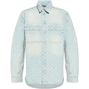 Misbhv, Overhemden, Heren, Blauw, M, Denim, Denim shirt met monogram