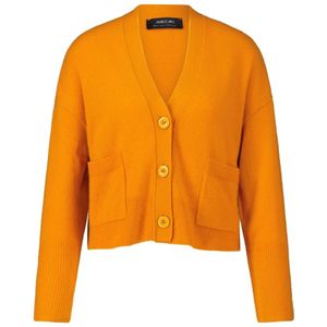 Marc Cain, Truien, Dames, Oranje, M, Kasjmier, Cashmere Cardigan met V-hals en Zakken