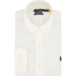 Polo Ralph Lauren, Overhemden, Heren, Wit, M, Katoen, Custom Fit Long-Sleeve Leisure Shirt