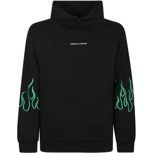 Vision OF Super, Sweatshirts & Hoodies, Heren, Zwart, XS, Katoen, Zwarte Sweatshirt Comfort Stijl Casual Uitstapjes