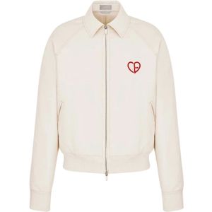 Dior, Jassen, Heren, Beige, L, Denim, Witte Denim Blouson Jas