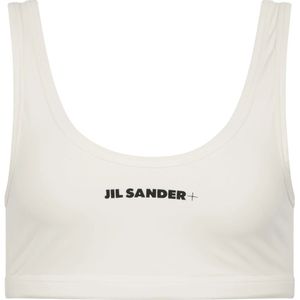 Jil Sander, Badkleding, Dames, Beige, M, Witte Bikiniset met Centraal Logo