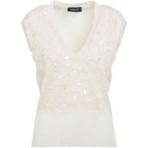 Fabiana Filippi, Truien, Dames, Beige, M, Sequin Mouwloze Trui