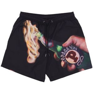 Propaganda, Badkleding, Heren, Zwart, L, Polyester, Zwarte zwemshorts met mesh