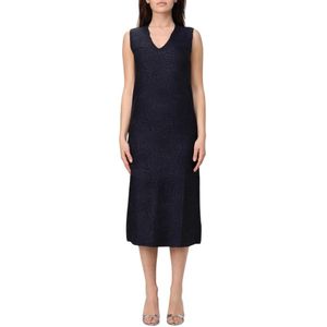 MeiMeiJ, Kleedjes, Dames, Blauw, M, Blauwe Elegante Midi Jurk Vrouwen