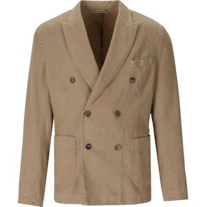 Bob, Pakken, Heren, Beige, M, Katoen, Beige Dubbelrij Jasje