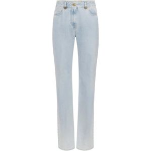Elisabetta Franchi, Jeans, Dames, Blauw, W29, Denim, Palazzo Jeans met Logo Details