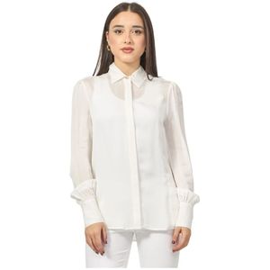 Fracomina, Blouses & Shirts, Dames, Wit, XL, Katoen, Witte Popeline Overhemd met Klassieke Kraag