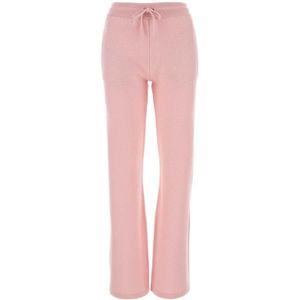 Versace, Broeken, Dames, Roze, S, Wol, Roze Wollen Flared Broek