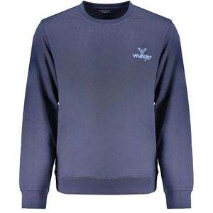 Wrangler, Sweatshirts & Hoodies, Heren, Blauw, S, Blauwe Crew Neck Sweater met Logo Print