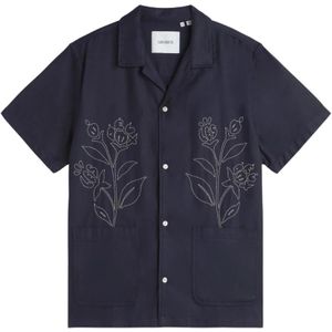 Les Deux, Overhemden, Heren, Blauw, 2Xl, Katoen, Bloemrijk Geborduurd Zomers Shirt