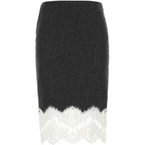 Blumarine, Rokken, Dames, Grijs, M, Houtskool Stretch Viscose Blend Rok