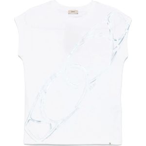 Herno, Tops, Dames, Wit, XS, Wit Logo Print Cap Sleeve T-shirt