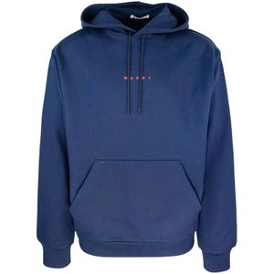 Marni, Sweatshirts & Hoodies, Heren, Blauw, S, Katoen, Blauwe Katoenen Gebreide Trui
