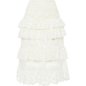 La DoubleJ, Rokken, Dames, Wit, XL, Katoen, Footloose Lacey Skirt