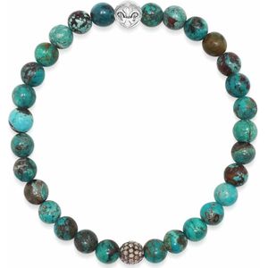 Nialaya, Accessoires, Heren, Grijs, S, Men's Grey Diamond Wristband with Bali Turquoise