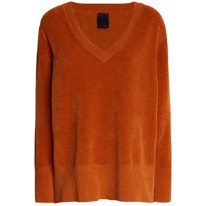 Rrd, Truien, Dames, Oranje, M, Polyester, V-hals Chenille Effect Knit