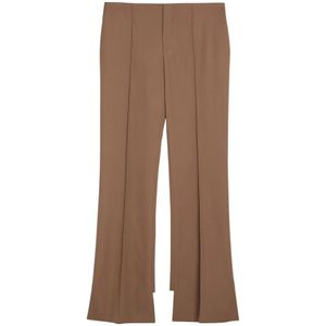 Chloé, Broeken, Dames, Bruin, L, Wol, Wijde broek met stijl