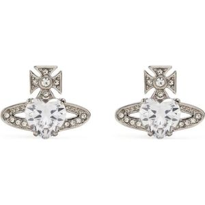 Vivienne Westwood, Accessoires, Dames, Grijs, ONE Size, Platina Kristal Oorbellen Elegant Stijl