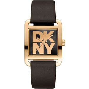 Dkny, Accessoires, Dames, Zwart, ONE Size, Elegante Leren Dameshorloge