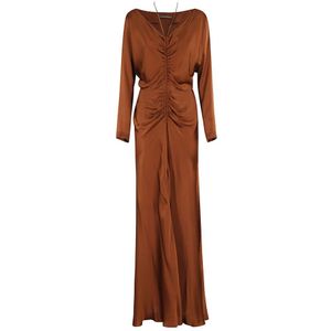 Alberta Ferretti, Kleedjes, Dames, Bruin, S, Satijn, Elegante Satijnen Jurk