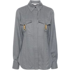 Stella McCartney, Blouses & Shirts, Dames, Grijs, S, Wol, Wollen overhemd met gespen