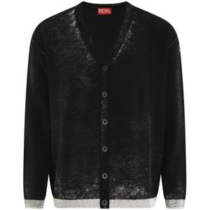 Diesel, Truien, Heren, Zwart, XL, Katoen, K Larence Button Up Cardigan