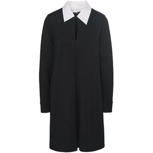 Riani, Kleedjes, Dames, Zwart, L, Polyester, Bubble Mini Jurk met Afneembare Kraag