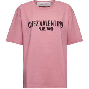 Valentino, Tops, Dames, Roze, M, Katoen, Roze Katoenen T-shirts en Polos