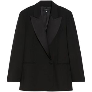 Max Mara Weekend, Jassen, Dames, Zwart, M, Wol, Oversized Wollen Blazer