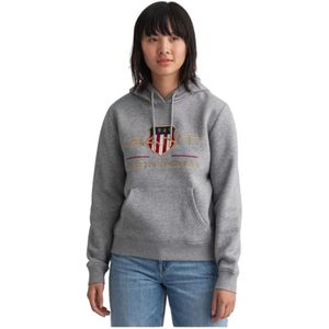 Gant, Sweatshirts & Hoodies, Dames, Grijs, XS, Katoen, Golden Effect Hooded Sweatshirt