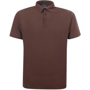 Zanone, Tops, Heren, Bruin, 4Xl, Katoen, Donkerbruine Polo Shirt Icecotton Slim Fit