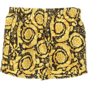 Versace, Badkleding, Heren, Geel, S, Zijden Twill Barok Pyjamashorts