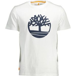 Timberland, Tops, Heren, Wit, 2Xl, Katoen, Opvallend Katoenen T-shirt met Print